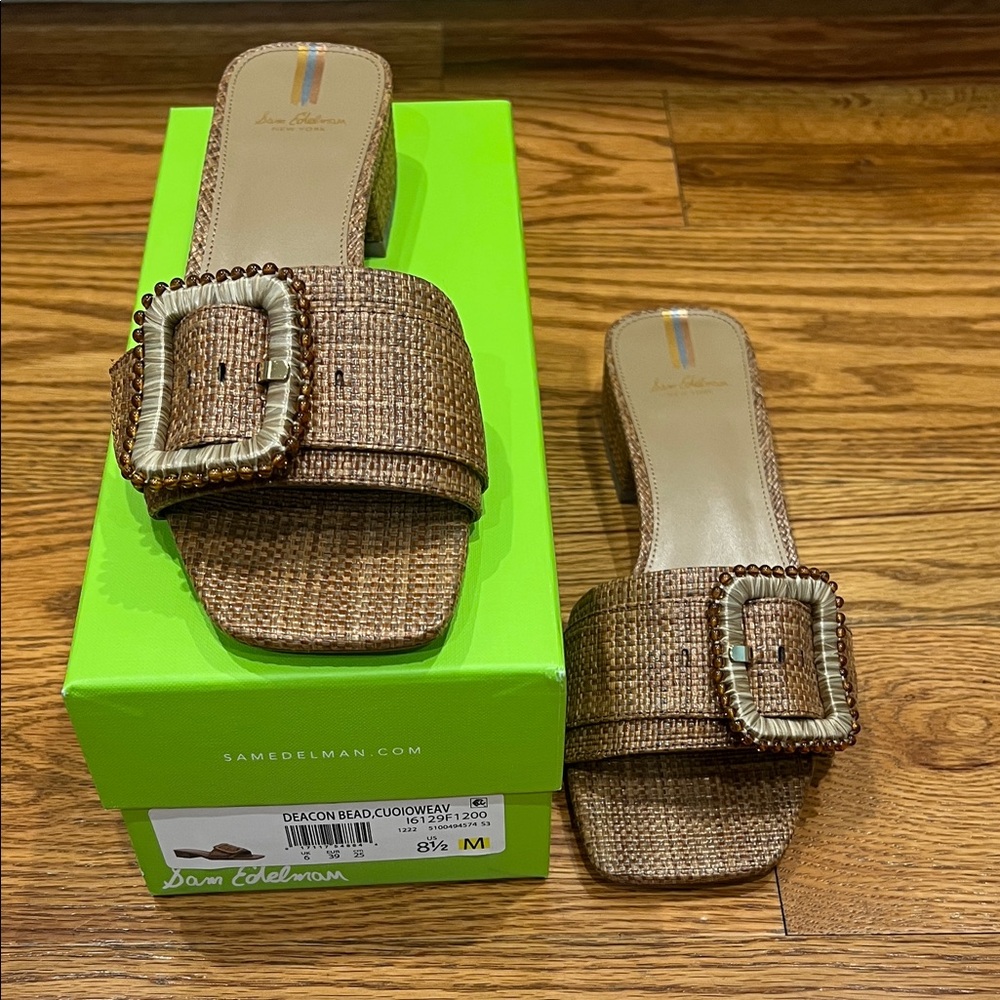 Sam Edelman Deacon Bead, Tan Woven Buckle Sandals